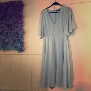 Boohoo Cinderella Blue Flutter Sleeve Dress Sz 6